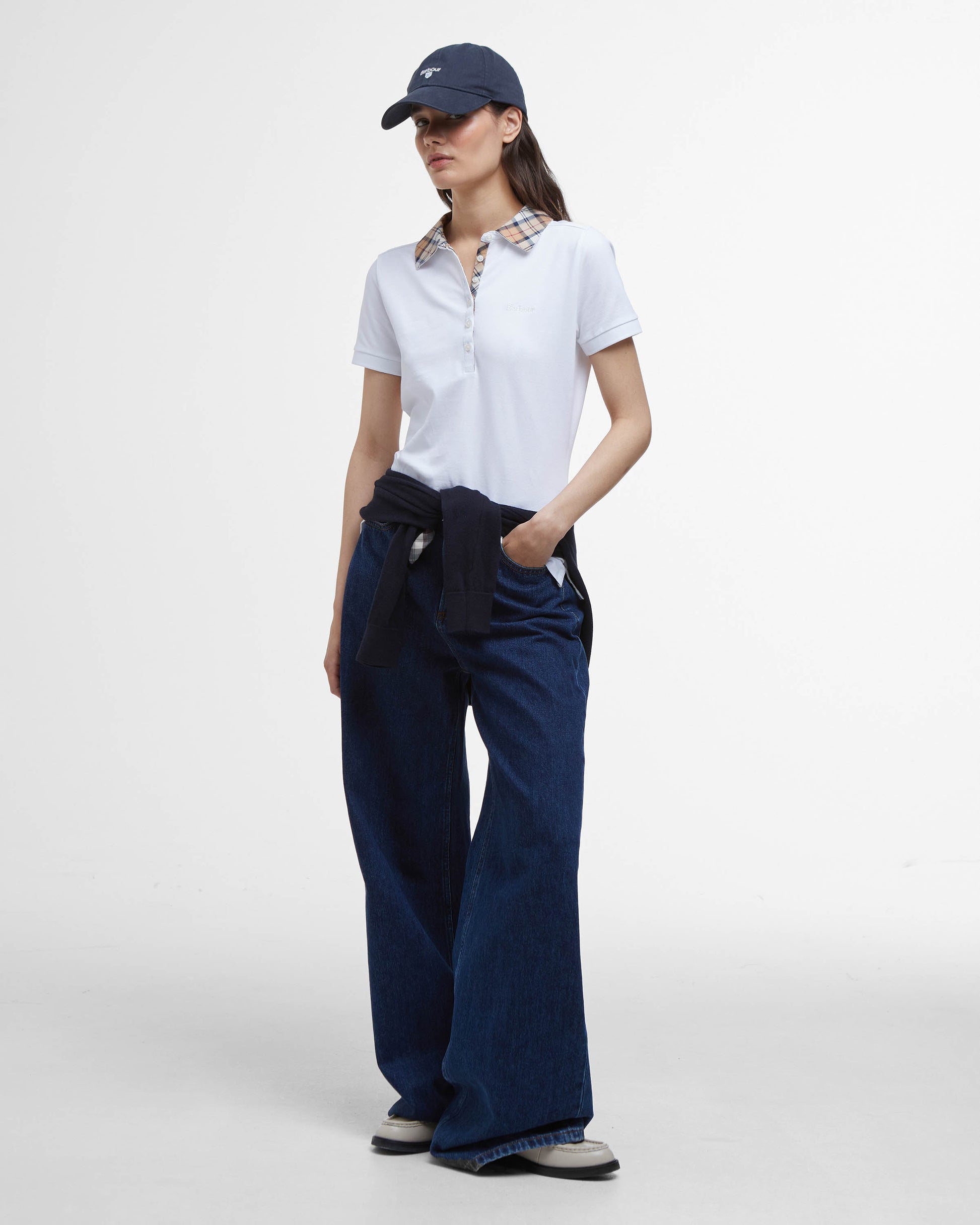 Barbour Malvern Womens Top - White/Hessian | CHO | Designer Womens Short Sleeve Tops