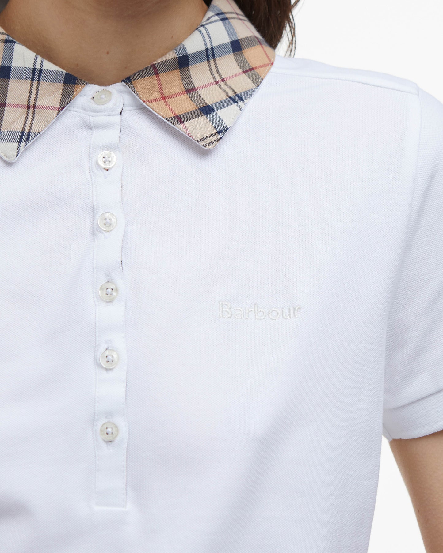 Barbour Malvern Womens Top - White/Hessian | CHO | Designer Womens Short Sleeve Tops