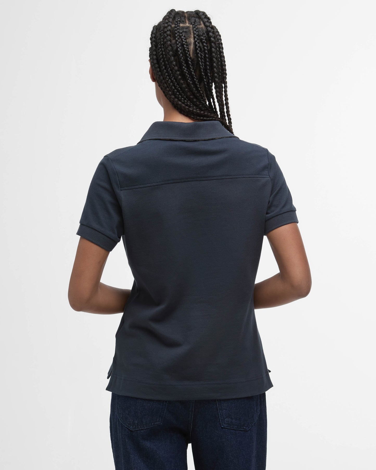 Barbour Portsdown Womens Top - Navy/Hessian Tartan | CHO | Designer Womens Short Sleeve Tops