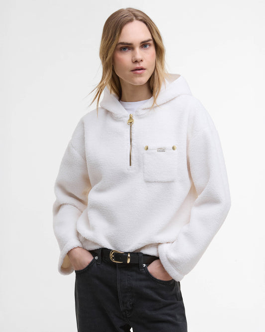 Barbour International Lola Womens Fleece Hoodie - Off White