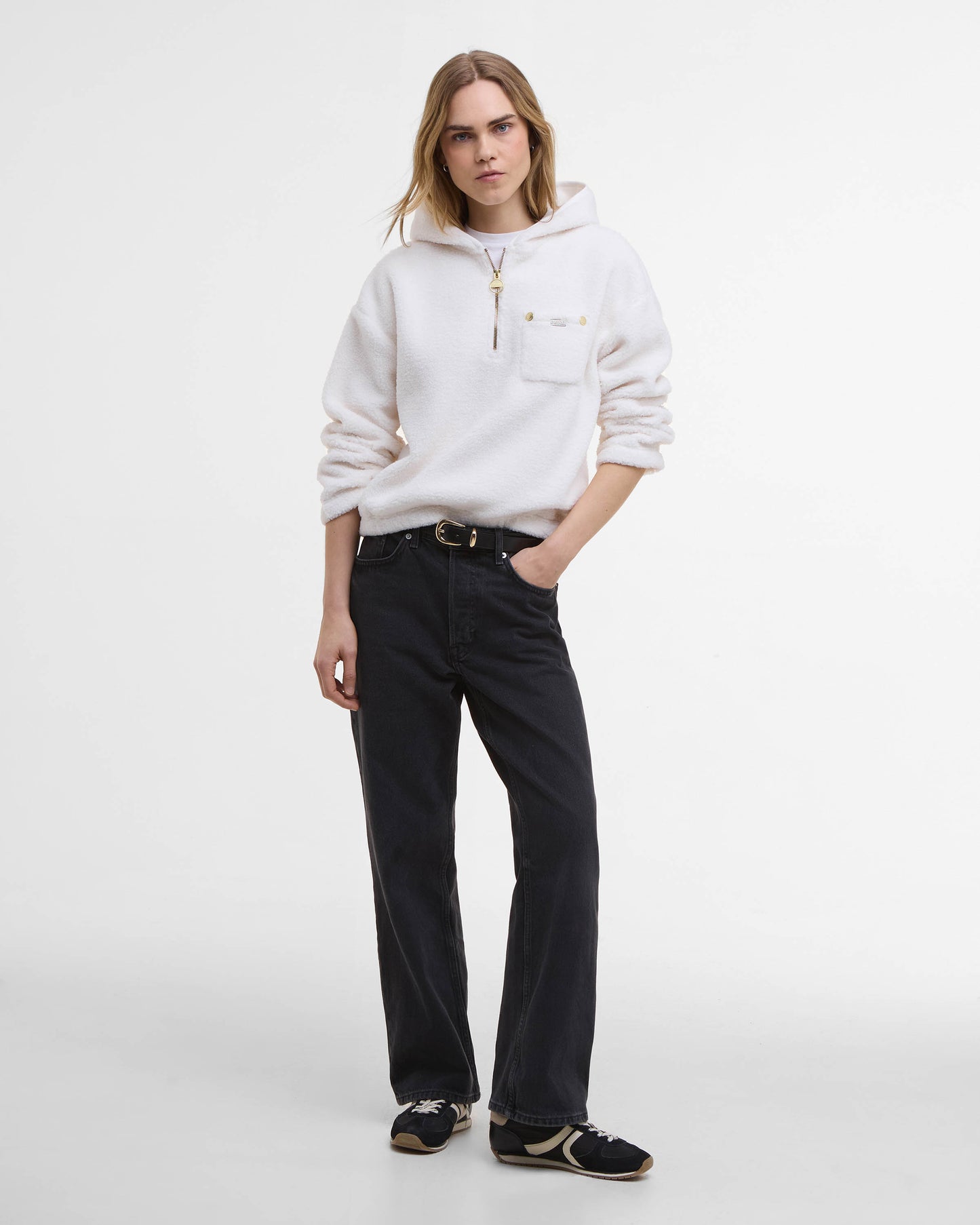 Barbour International Lola Womens Fleece Hoodie - Off White