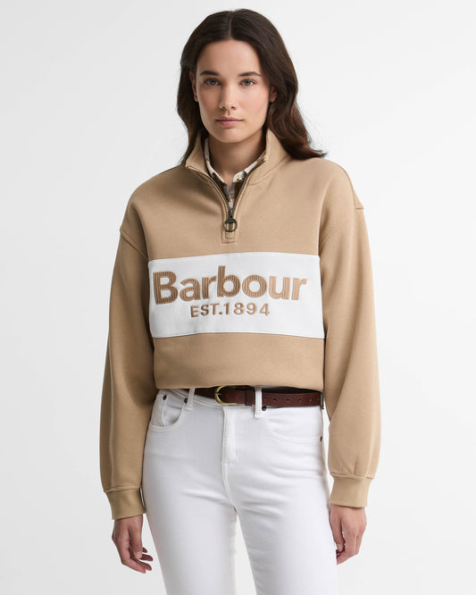 Barbour Zaria Womens Half Zip Sweatshirt - Warm Trench | CHO | Designer Womens Half Zip Sweatshirt