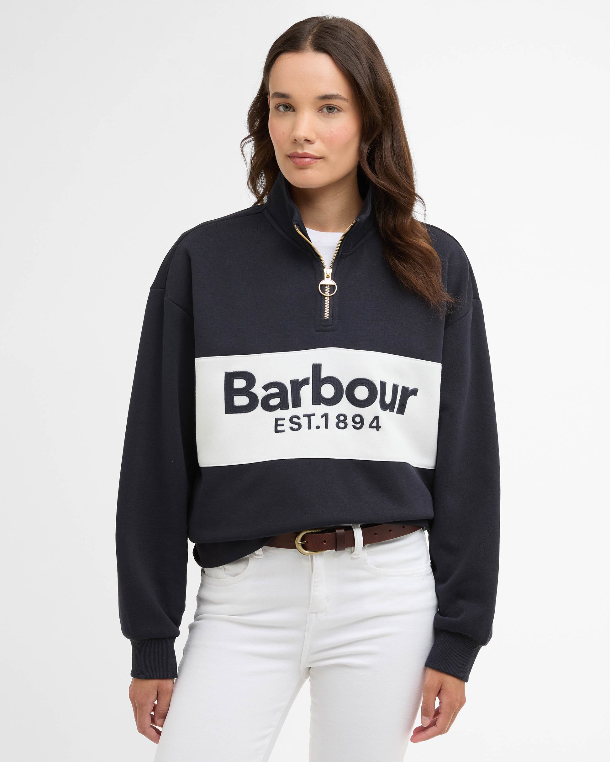 Barbour Zaria Womens Half Zip Sweatshirt - Dark Navy | CHO | Designer Womens Half Zip Sweatshirt
