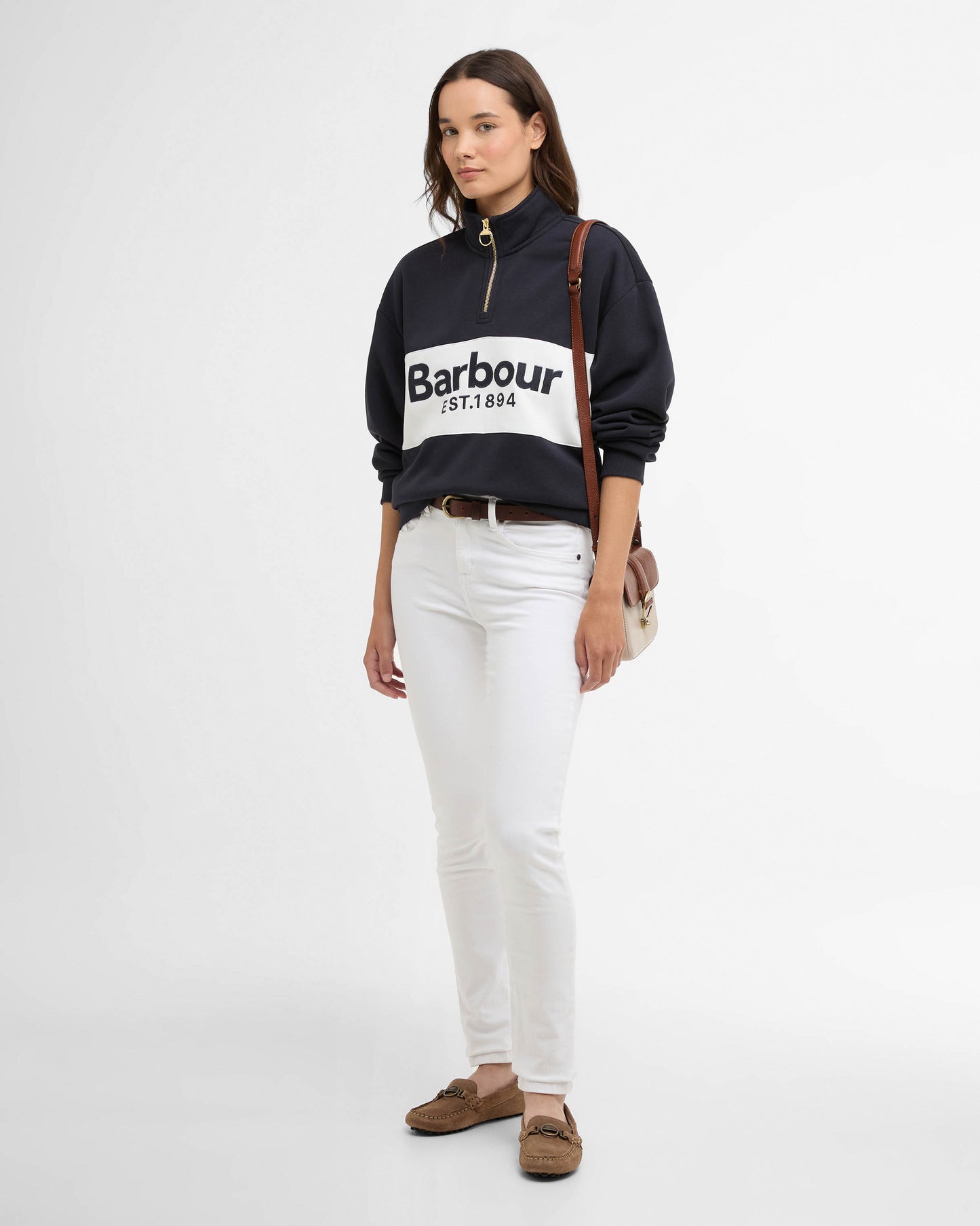 Barbour Zaria Womens Half Zip Sweatshirt - Dark Navy | CHO | Designer Womens Half Zip Sweatshirt