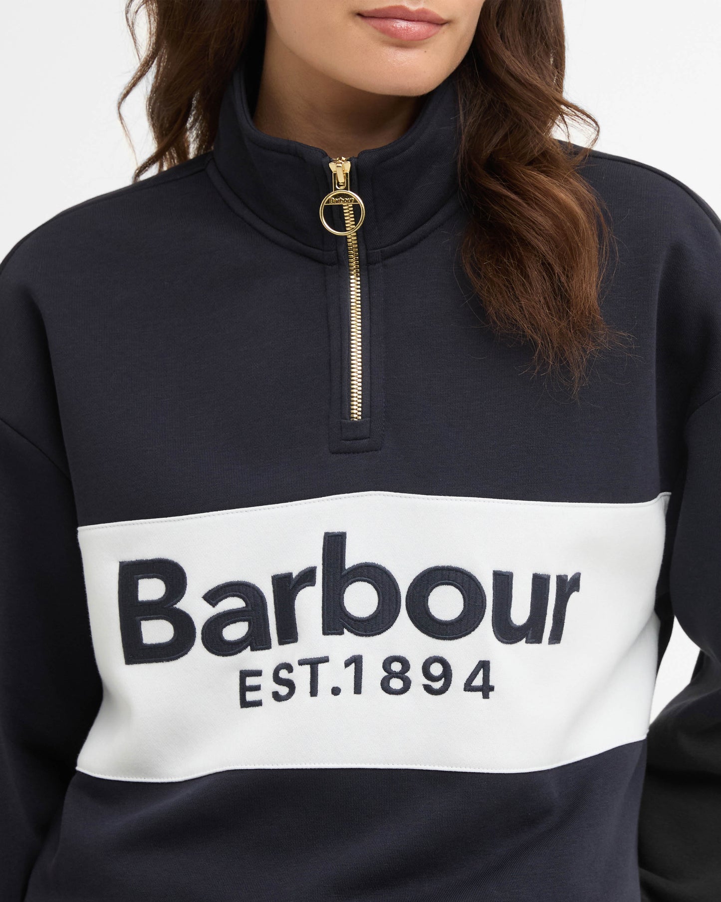 Barbour Zaria Womens Half Zip Sweatshirt - Dark Navy | CHO | Designer Womens Half Zip Sweatshirt