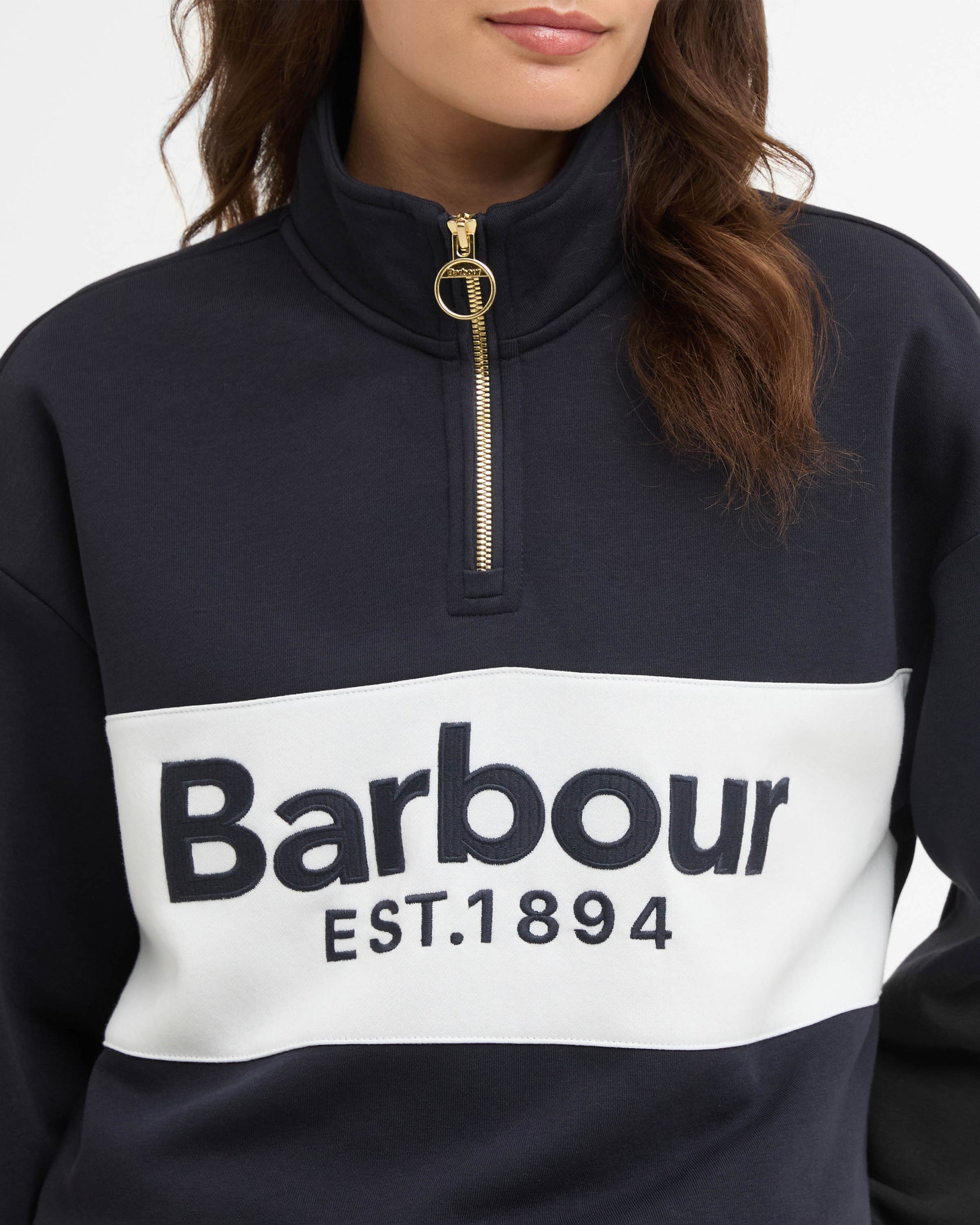 Barbour Zaria Womens Half Zip Sweatshirt - Dark Navy | CHO | Designer Womens Half Zip Sweatshirt