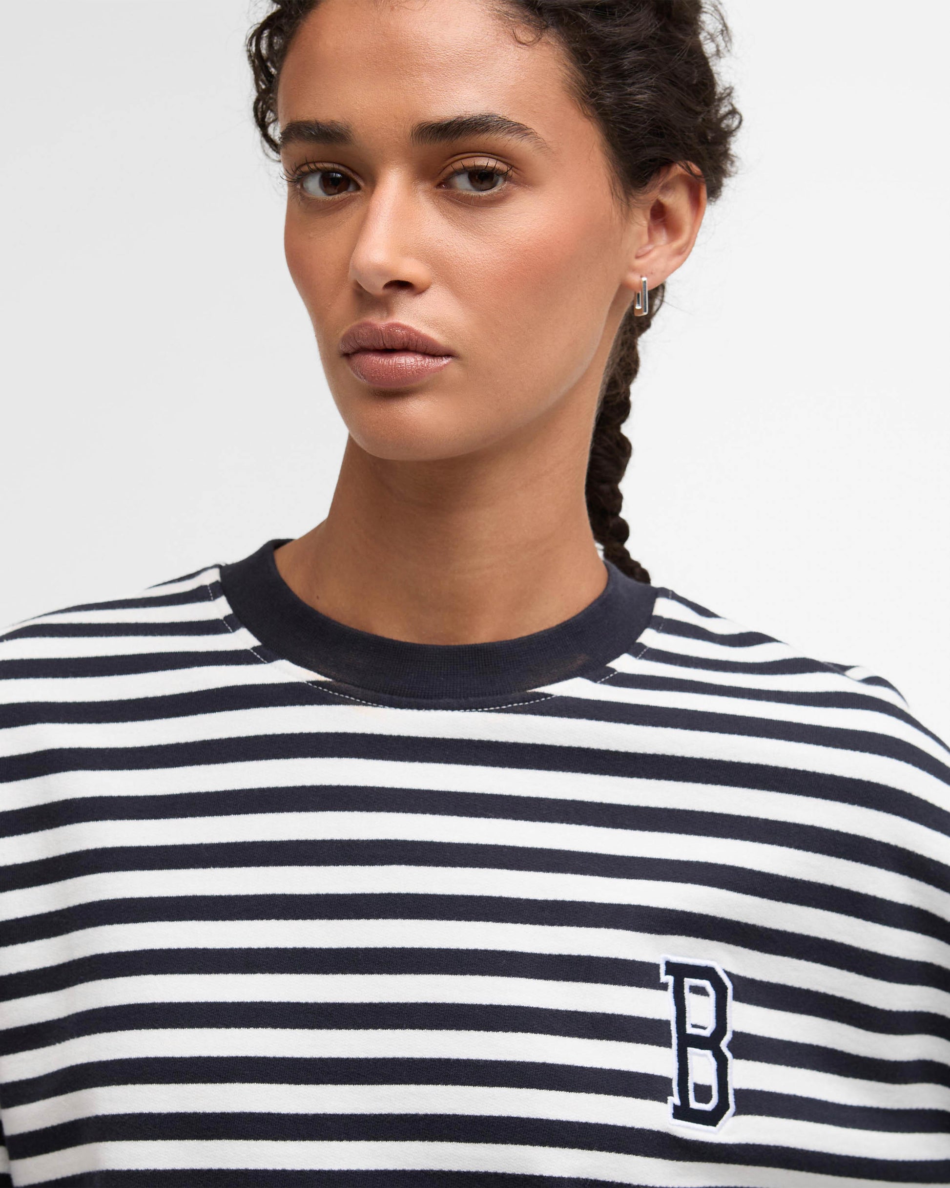 Barbour Gabby Womens Sweatshirt - Dark Navy Stripe | CHO | Designer Womens Crew Neck Sweatshirts
