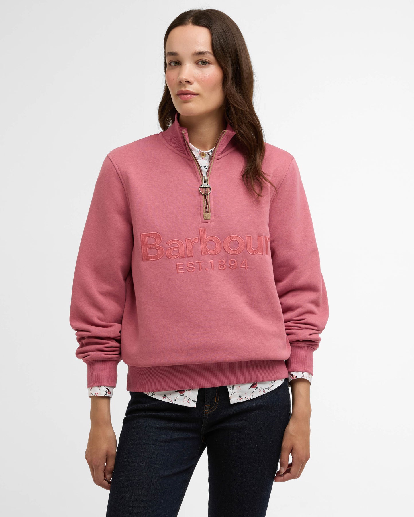 Barbour Cynthia Womens Half Zip Sweatshirt - Wildberry | CHO | Designer Womens Half Zip Sweatshirt