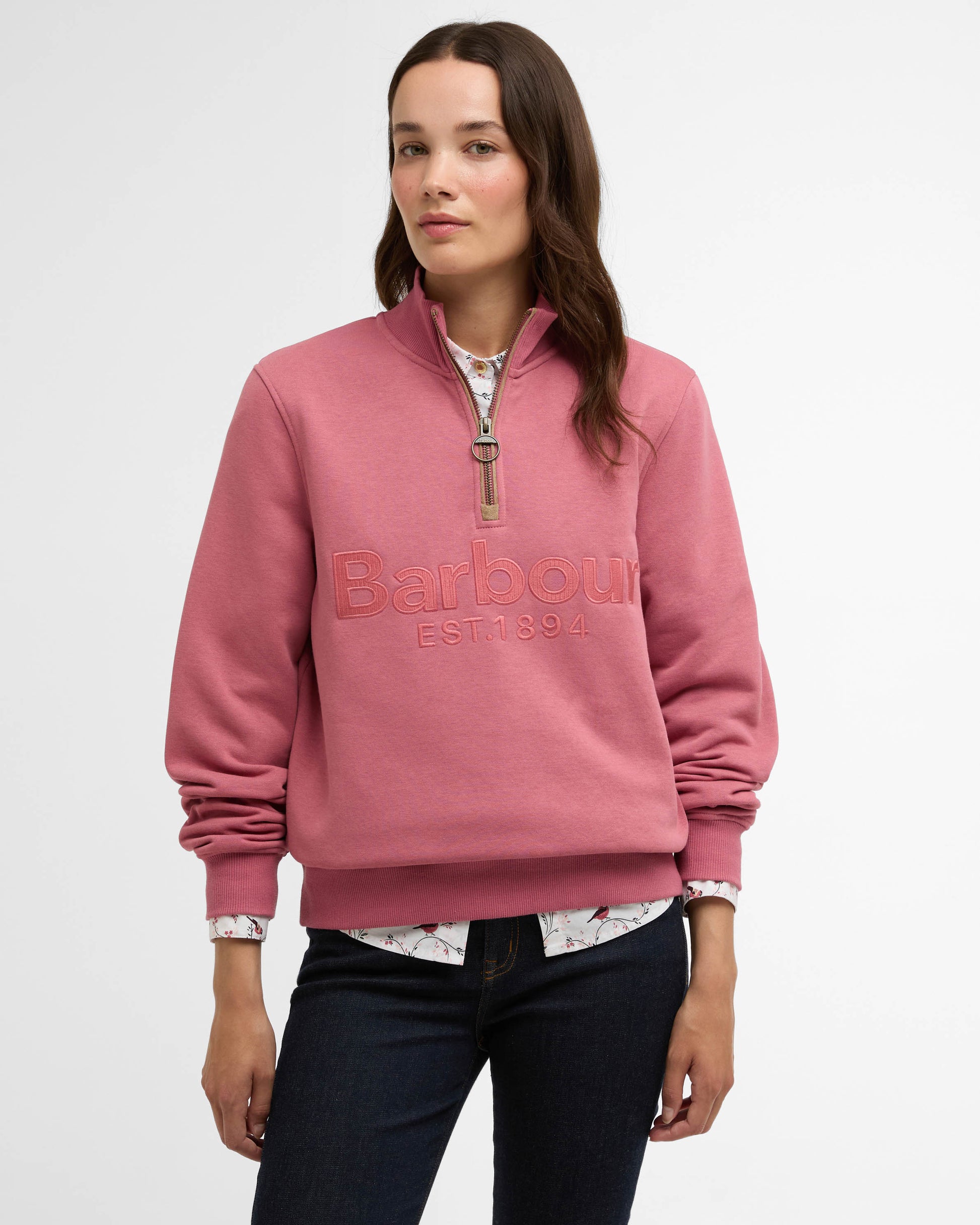 Barbour Cynthia Womens Half Zip Sweatshirt - Wildberry | CHO | Designer Womens Half Zip Sweatshirt