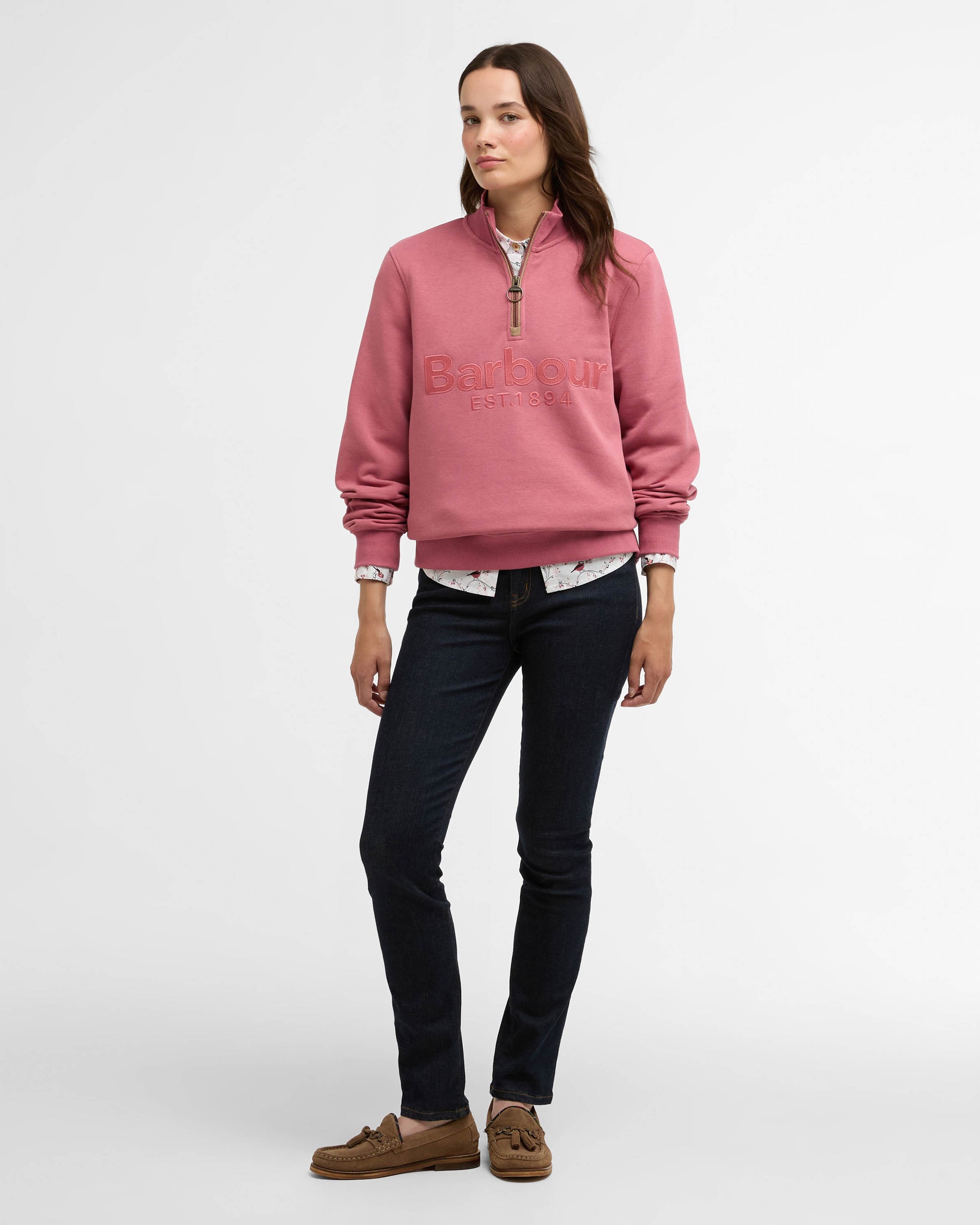 Barbour Cynthia Womens Half Zip Sweatshirt - Wildberry | CHO | Designer Womens Half Zip Sweatshirt