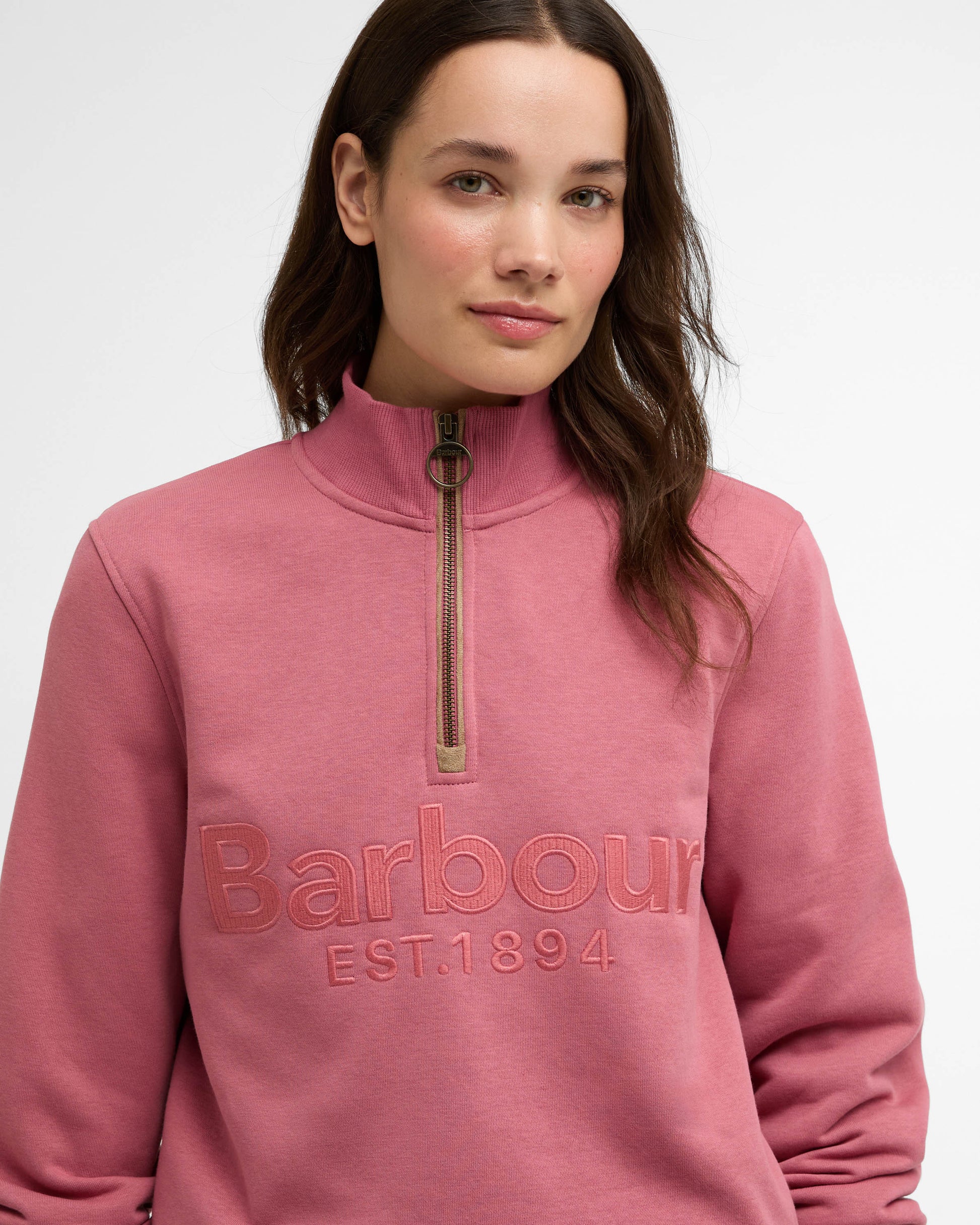 Barbour Cynthia Womens Half Zip Sweatshirt - Wildberry | CHO | Designer Womens Half Zip Sweatshirt