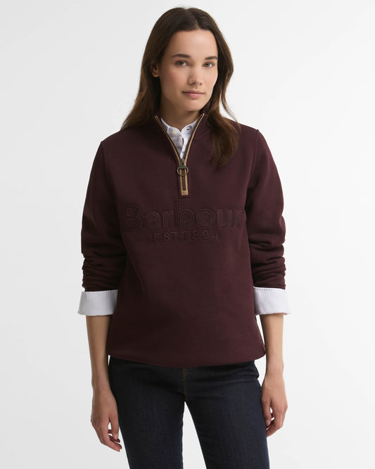 Barbour Cynthia Womens Half Zip Sweatshirt - Fig | CHO | Designer Womens Half Zip Sweatshirt