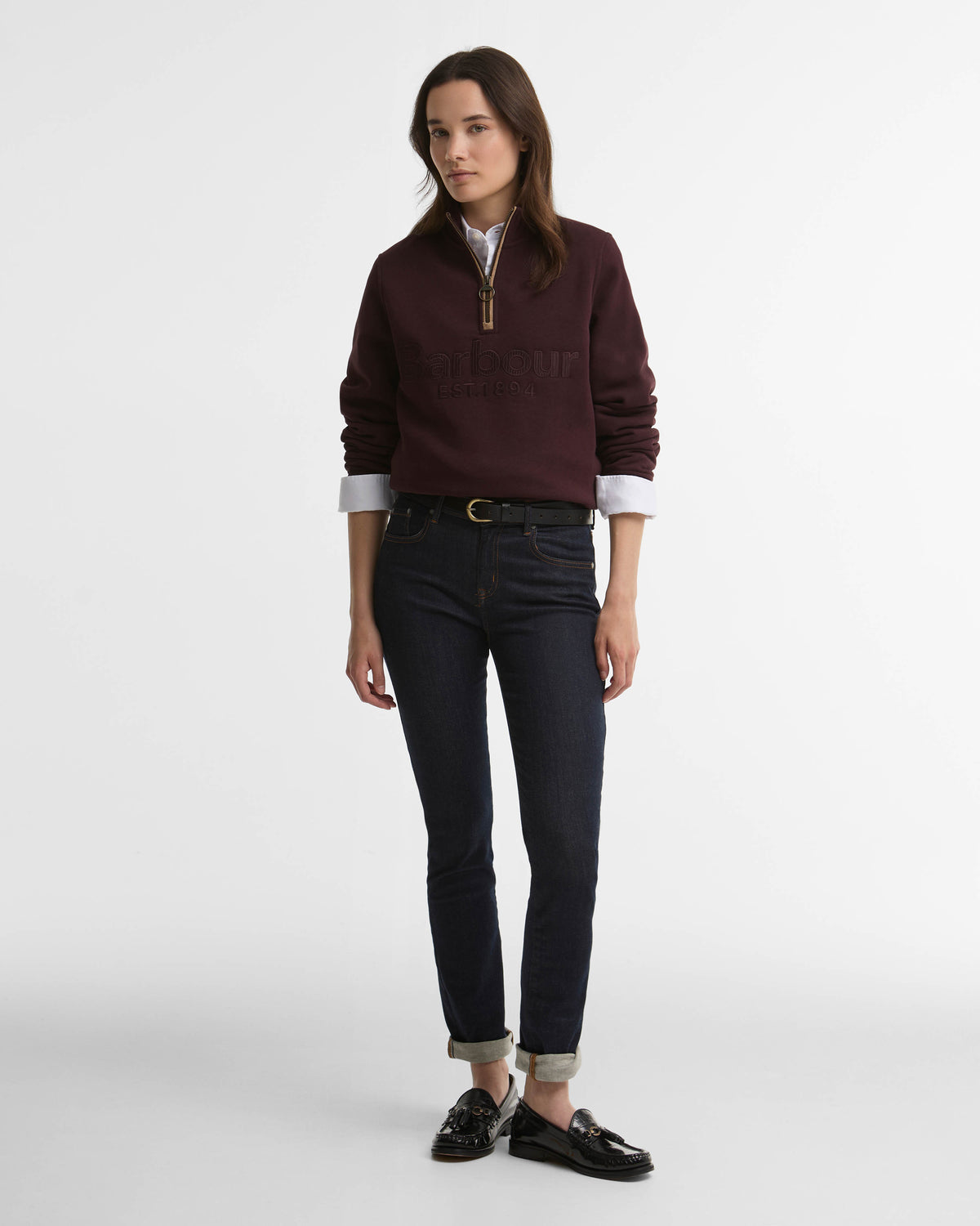 Barbour Cynthia Womens Half Zip Sweatshirt - Fig | CHO | Designer Womens Half Zip Sweatshirt