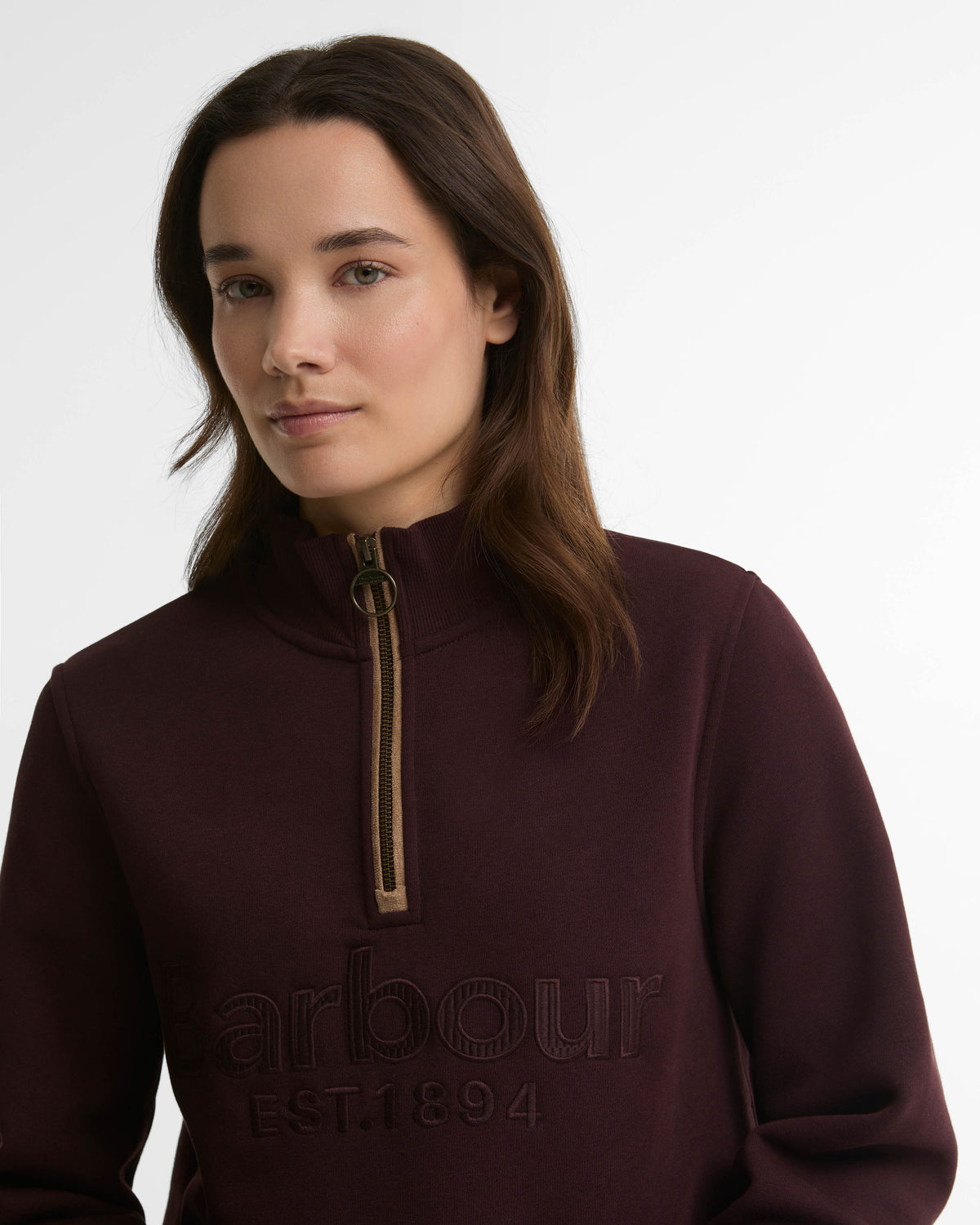 Barbour Cynthia Womens Half Zip Sweatshirt - Fig | CHO | Designer Womens Half Zip Sweatshirt
