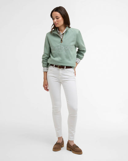Barbour Cynthia Womens Half Zip Sweatshirt - Blue Sage | CHO | Designer Womens Half Zip Sweatshirt