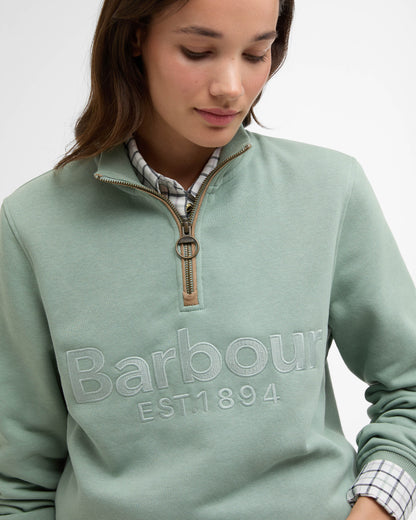 Barbour Cynthia Womens Half Zip Sweatshirt - Blue Sage | CHO | Designer Womens Half Zip Sweatshirt
