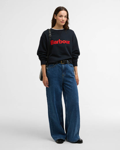 Barbour Hartland Womens Crew Neck Sweatshirt - Navy | CHO | Designer Womens Crew Neck Sweatshirts