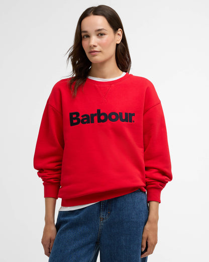 Barbour Hartland Womens Crew Neck Sweatshirt - Poppy Red | CHO | Designer Womens Crew Neck Sweatshirts