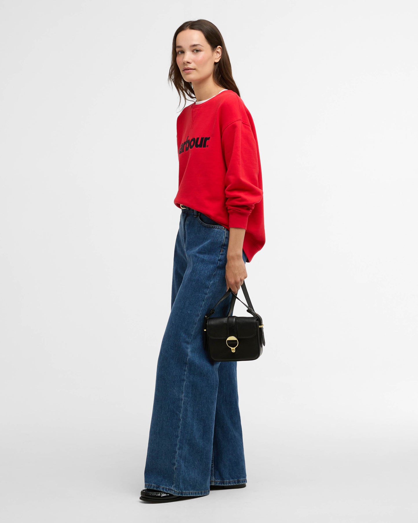 Barbour Hartland Womens Crew Neck Sweatshirt - Poppy Red | CHO | Designer Womens Crew Neck Sweatshirts