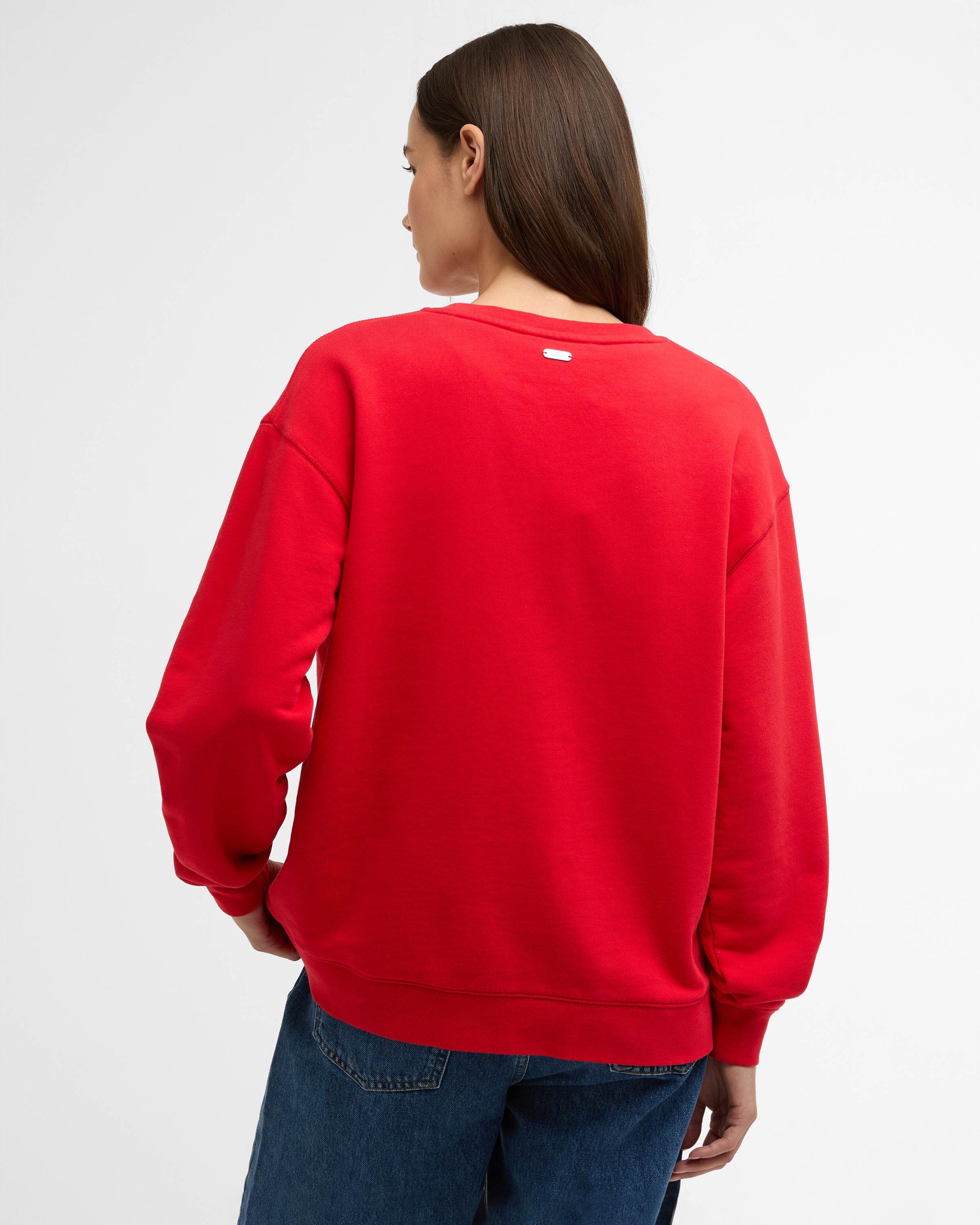 Barbour Hartland Womens Crew Neck Sweatshirt - Poppy Red | CHO | Designer Womens Crew Neck Sweatshirts
