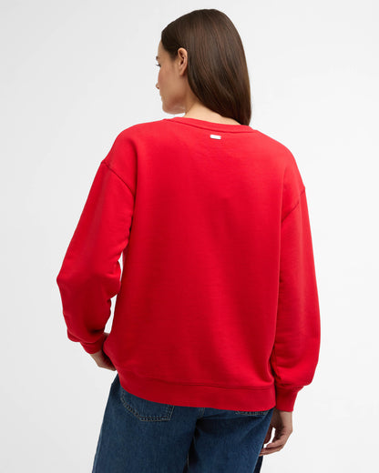 Barbour Hartland Womens Crew Neck Sweatshirt - Poppy Red | CHO | Designer Womens Crew Neck Sweatshirts