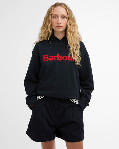 Barbour Hartland Womens Pullover Hoodie - Navy | CHO | Designer Womens Pullover Hoodies