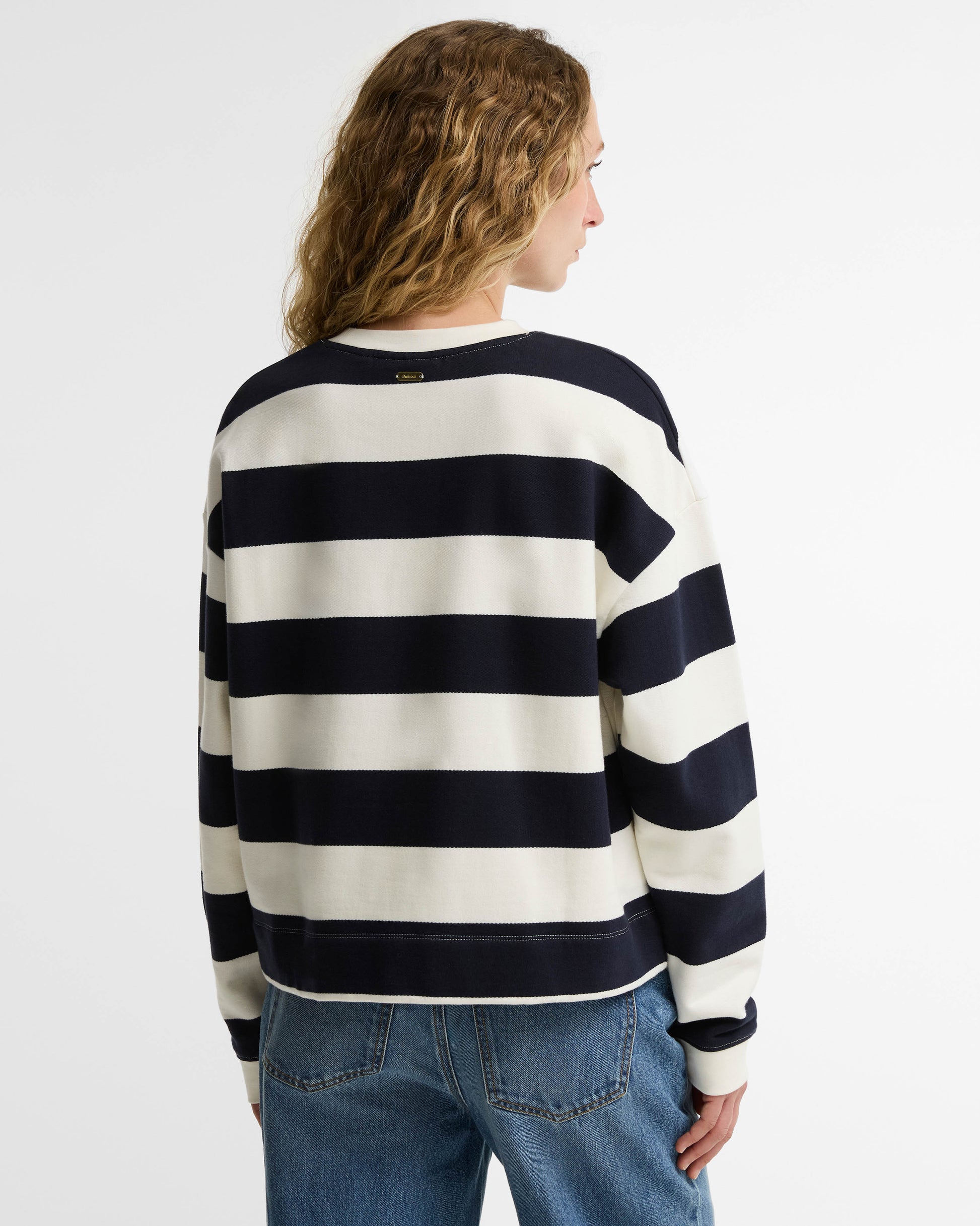 Barbour Eva Womens Sweatshirt - Cloud/Dark Navy | CHO | Designer Womens Crew Neck Sweatshirts