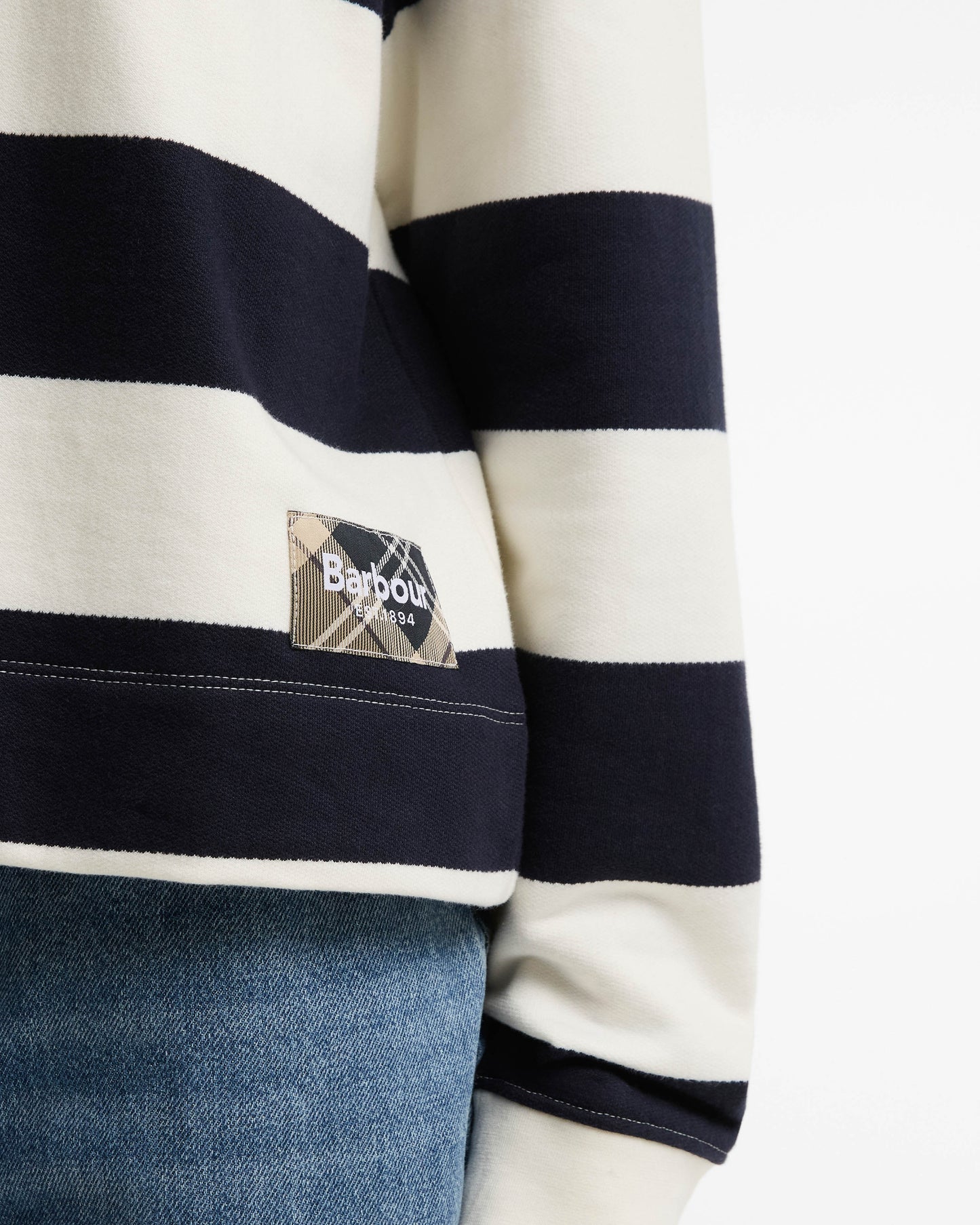 Barbour Eva Womens Sweatshirt - Cloud/Dark Navy | CHO | Designer Womens Crew Neck Sweatshirts