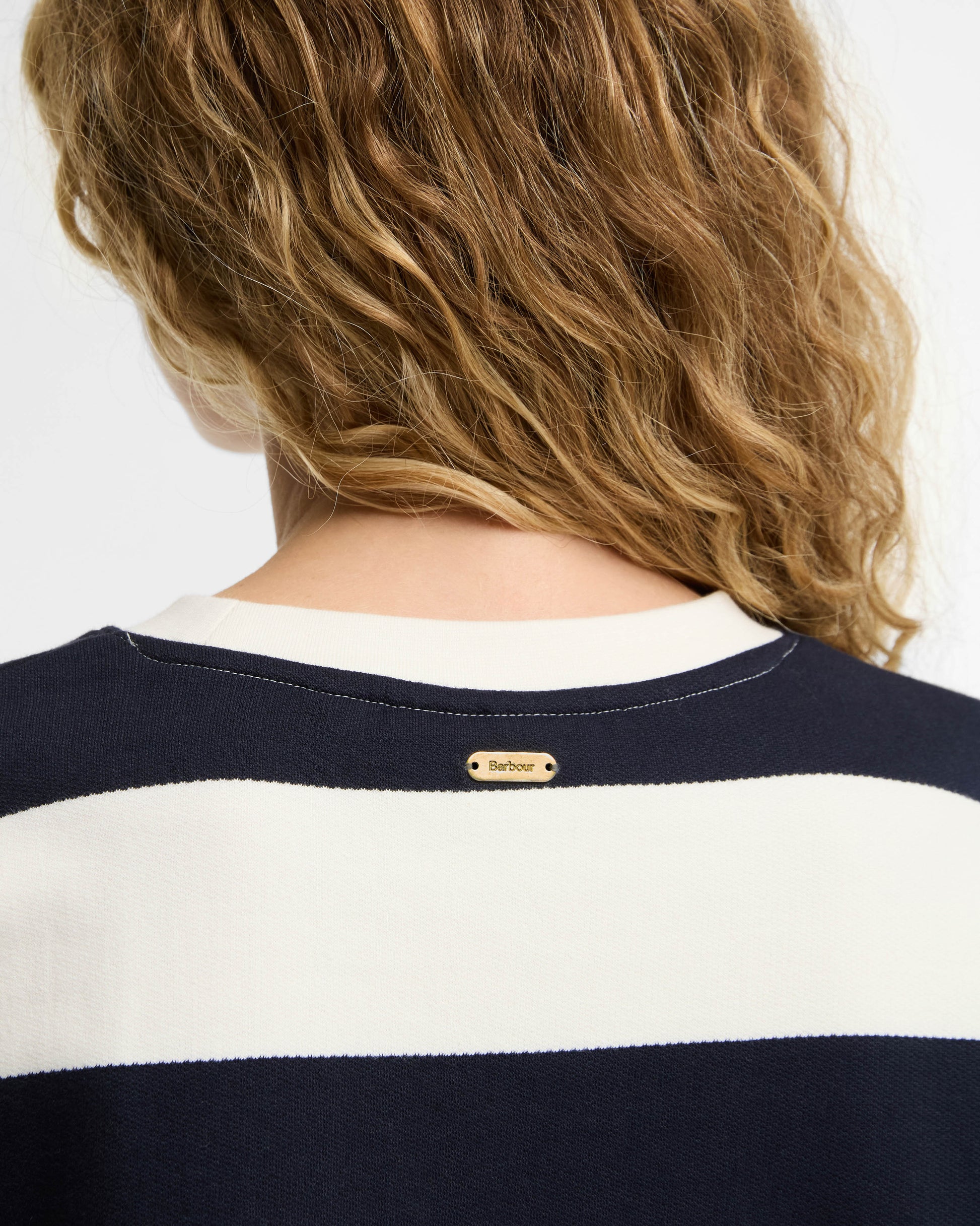 Barbour Eva Womens Sweatshirt - Cloud/Dark Navy | CHO | Designer Womens Crew Neck Sweatshirts
