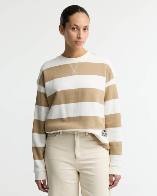 Barbour Eva Womens Sweatshirt - Cloud/Warm Trench | CHO | Designer Womens Crew Neck Sweatshirts
