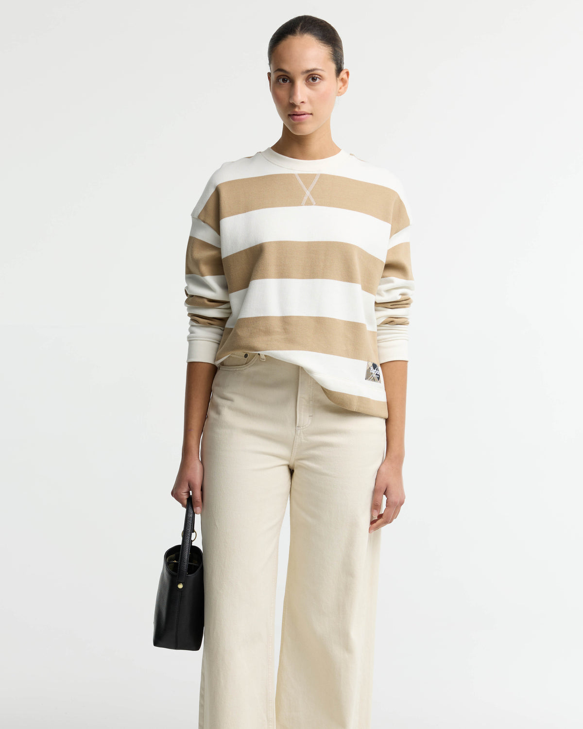 Barbour Eva Womens Sweatshirt - Cloud/Warm Trench | CHO | Designer Womens Crew Neck Sweatshirts
