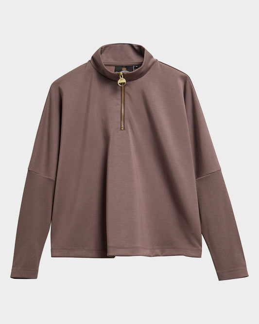 Barbour International Kemora Womens Half Zip Sweatshirt - Truffle