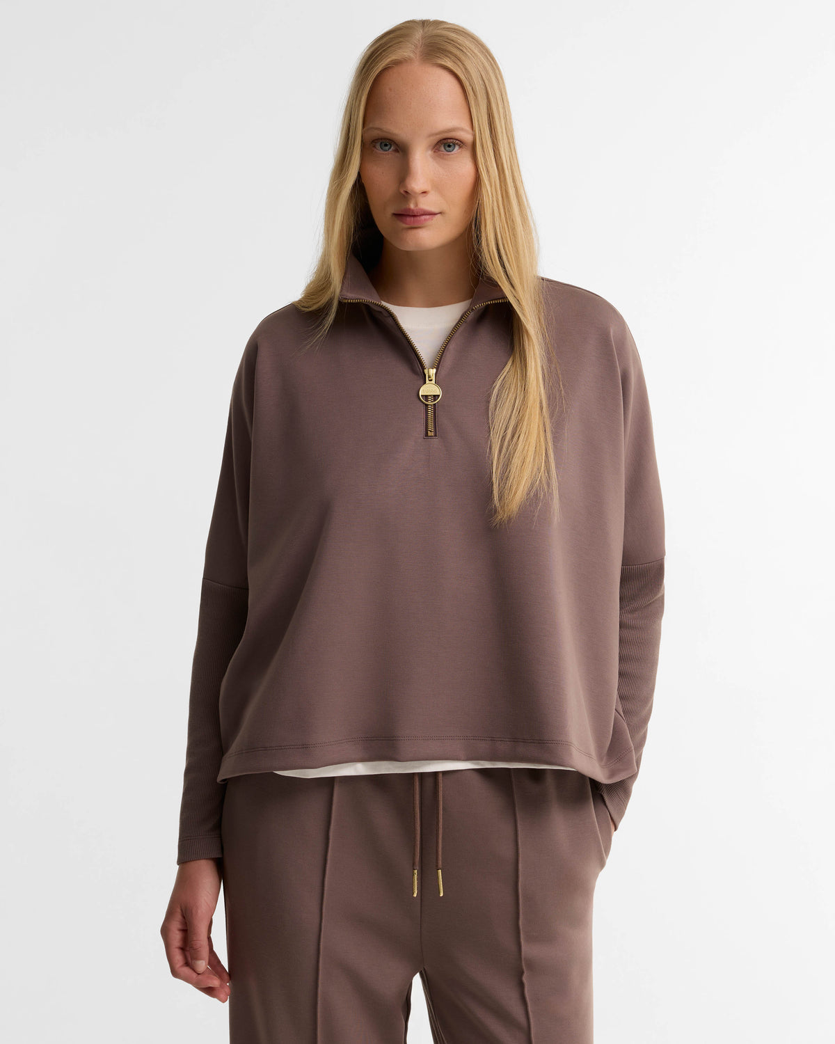 Barbour International Kemora Womens Half Zip Sweatshirt - Truffle | CHO | Designer Womens Half Zip Sweatshirts