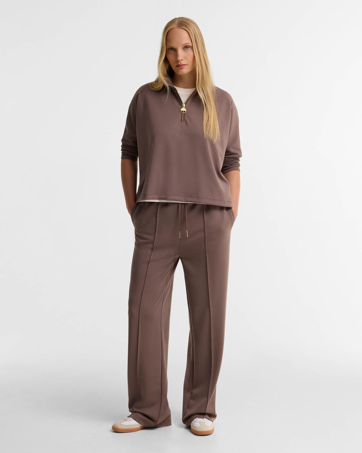 Barbour International Kemora Womens Half Zip Sweatshirt - Truffle | CHO | Designer Womens Half Zip Sweatshirts