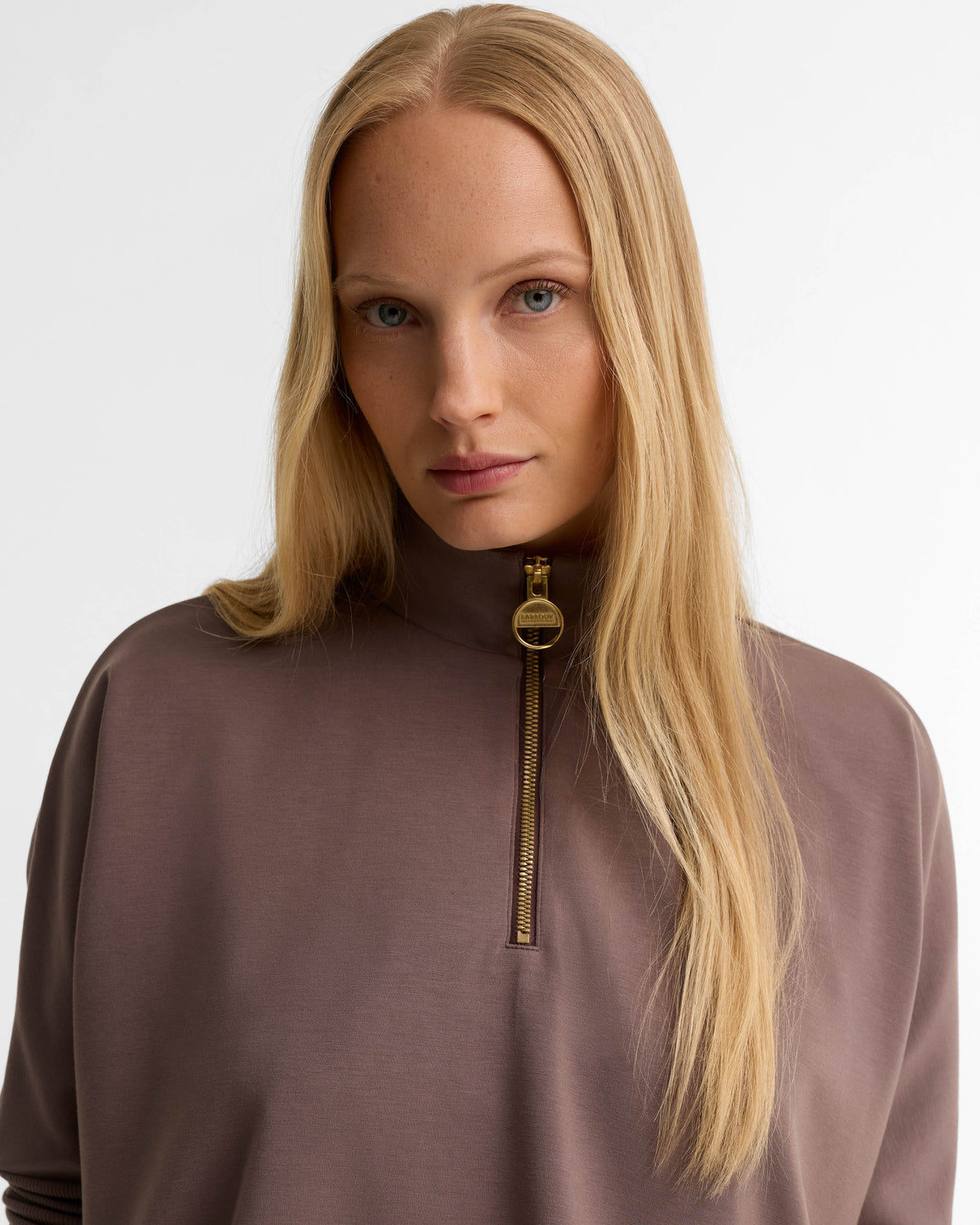 Barbour International Kemora Womens Half Zip Sweatshirt - Truffle | CHO | Designer Womens Half Zip Sweatshirts