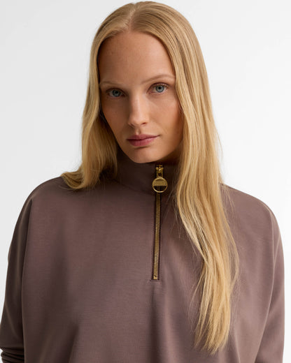 Barbour International Kemora Womens Half Zip Sweatshirt - Truffle | CHO | Designer Womens Half Zip Sweatshirts