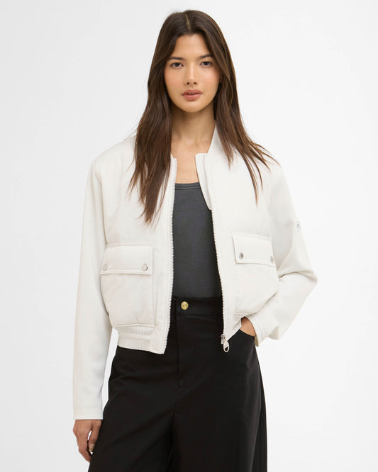 Barbour International Emerson Womens Quilted Sweatshirt - Vaporous Grey | CHO | Designer Womens Sweatshirts