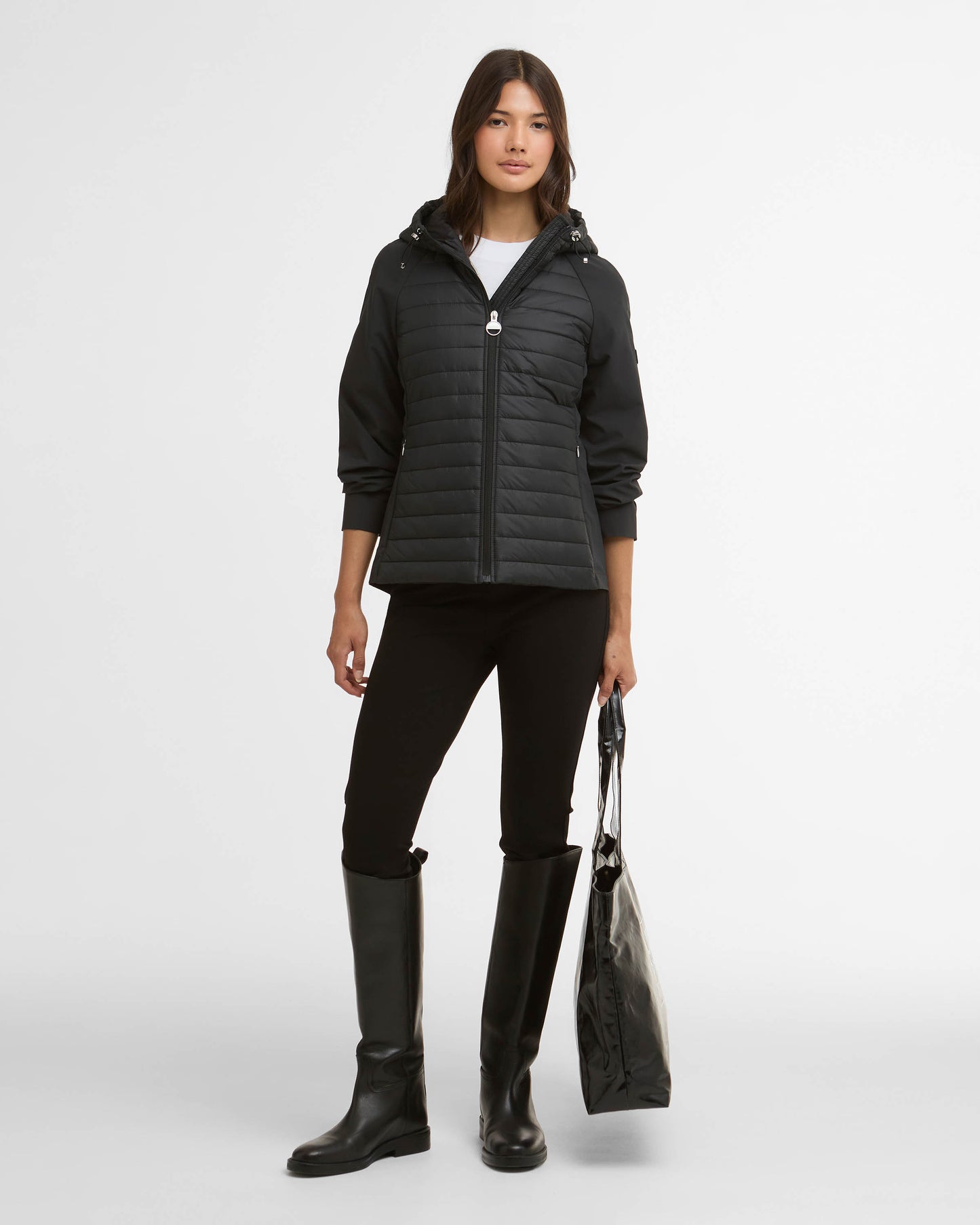 Barbour International Valentina Womens Quilted Hybrid Jacket - Black