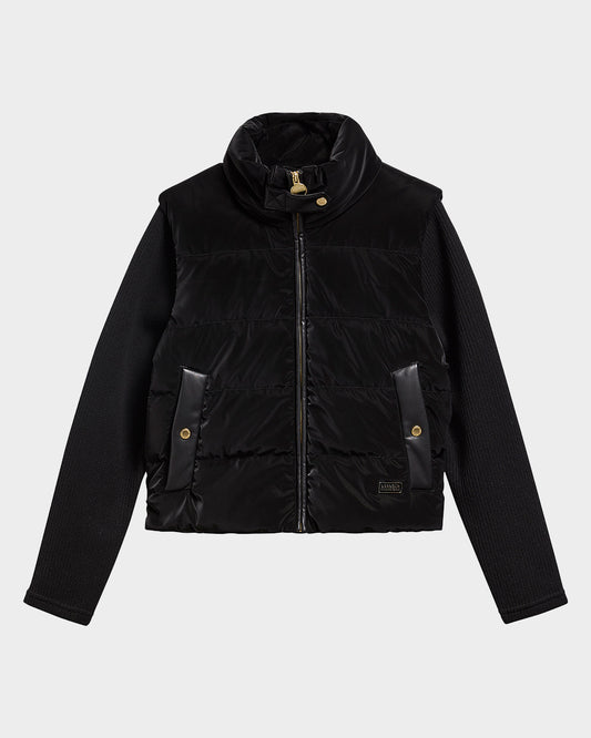 Barbour International Balaton Womens Faux Velvet Quilted Hybrid Jacket - Black