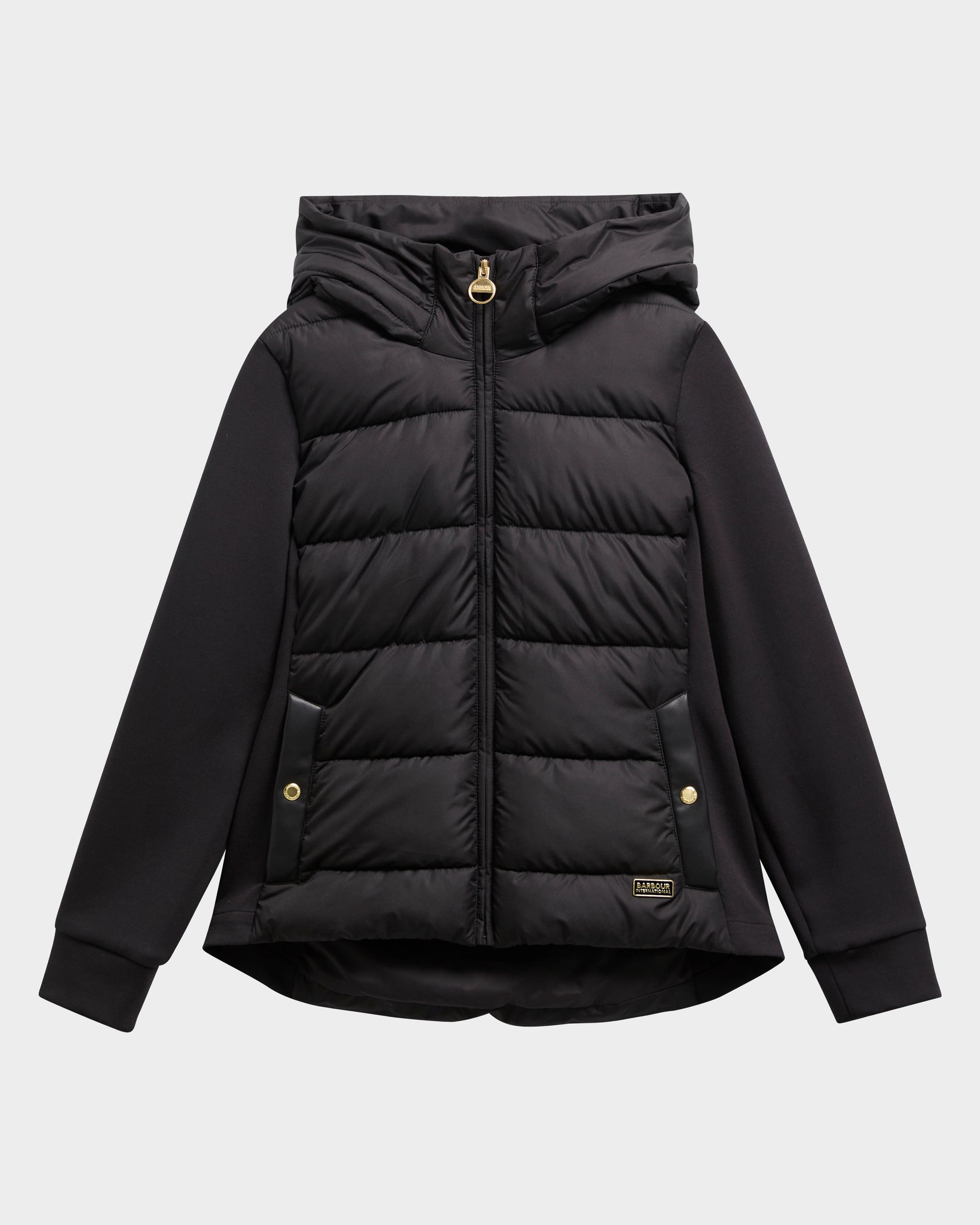 Barbour International Conway Womens Quilted Hybrid Jacket - Black | CHO | Designer Womens Hybrid Jackets