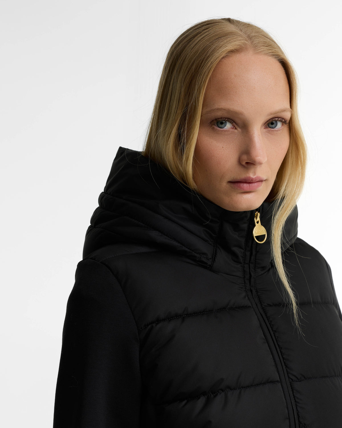 Barbour International Conway Womens Quilted Hybrid Jacket - Black | CHO | Designer Womens Hybrid Jackets