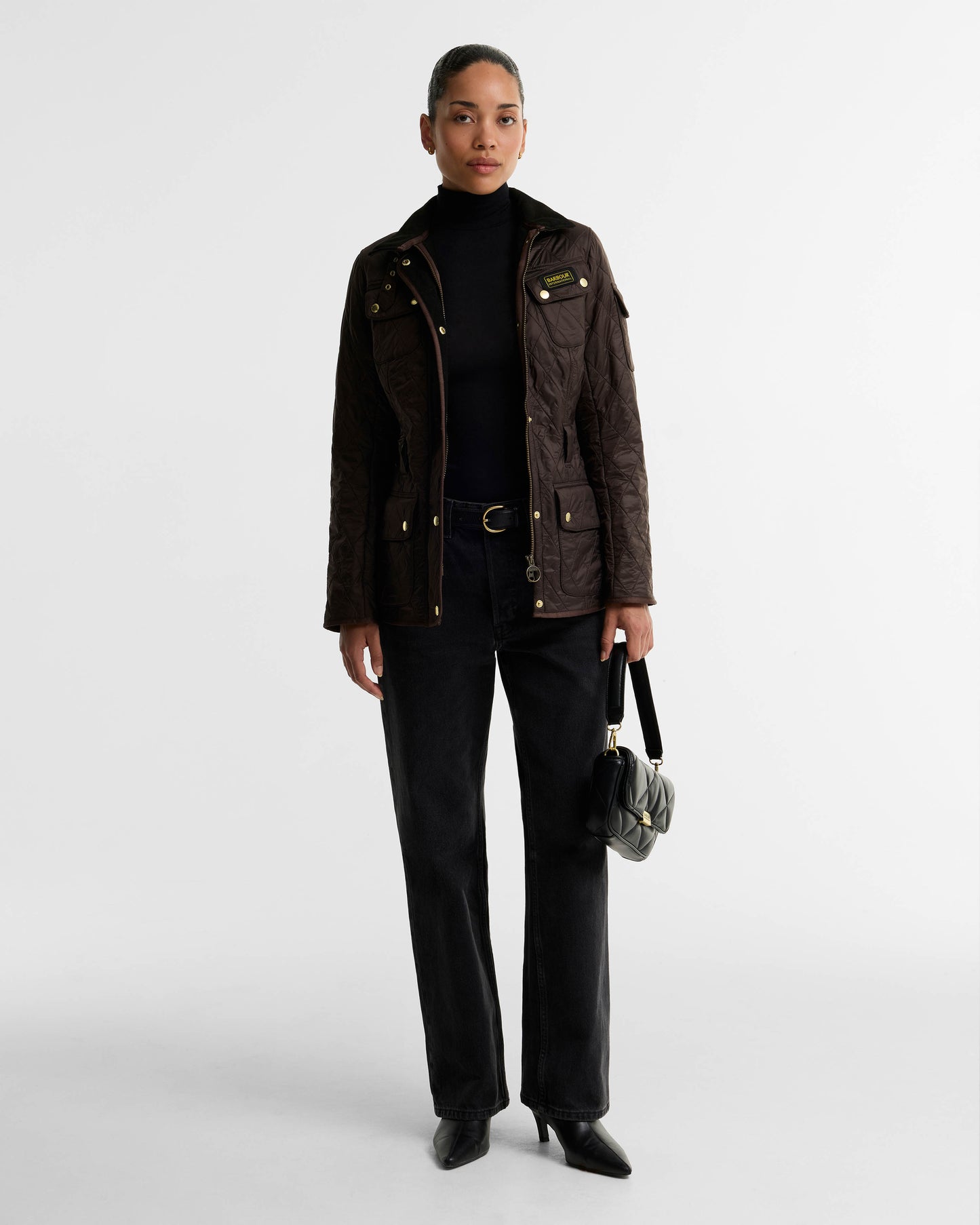 Barbour International Womens Polarquilt Jacket - Truffle | CHO | Designer Womens Coats & Jackets