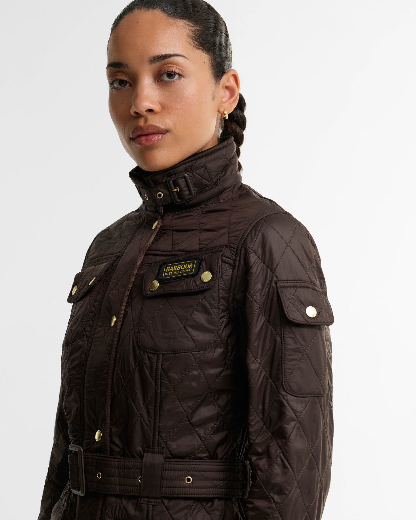 Barbour International Womens Polarquilt Jacket - Truffle | CHO | Designer Womens Coats & Jackets