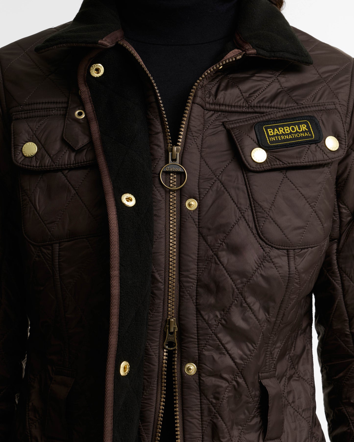 Barbour International Womens Polarquilt Jacket - Truffle | CHO | Designer Womens Coats & Jackets