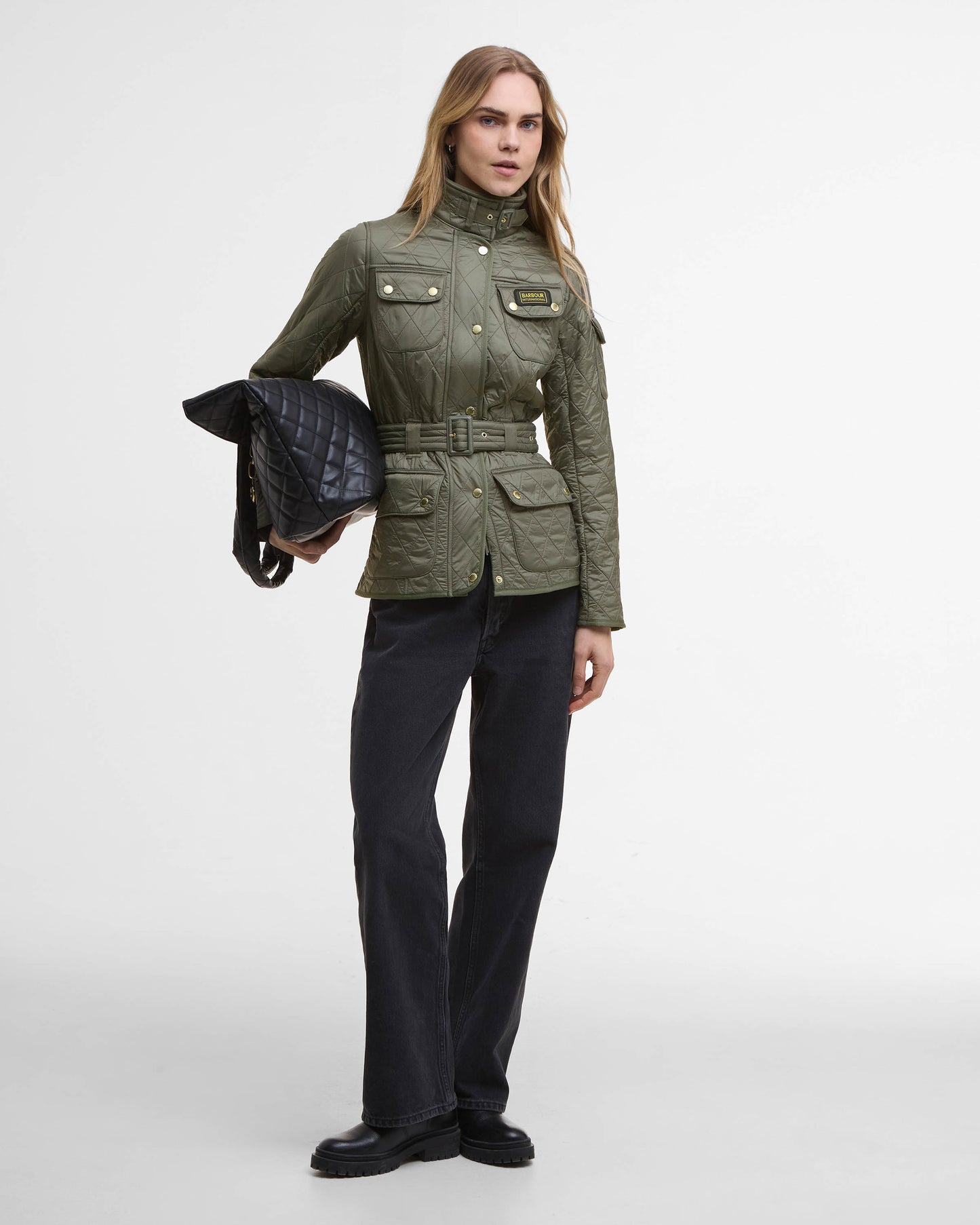 Barbour International Womens Polarquilt Jacket - Dusky Khaki