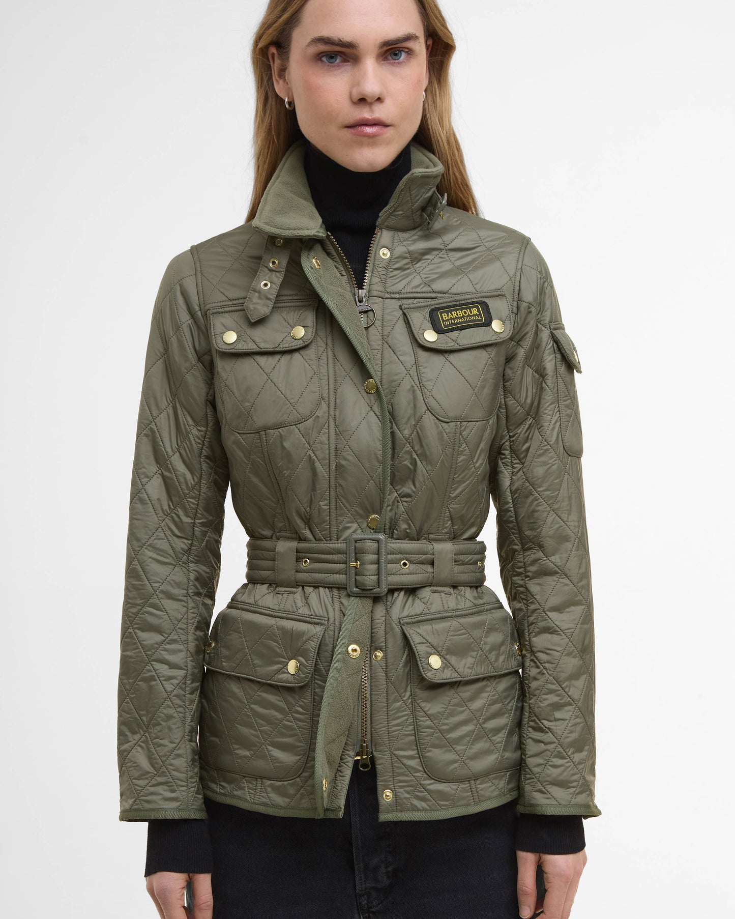 Barbour International Womens Polarquilt Jacket - Dusky Khaki