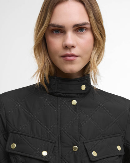Barbour International Halsey Womens Quilted Jacket - Black/Dusky Khaki