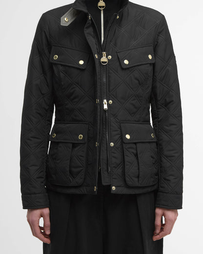 Barbour International Halsey Womens Quilted Jacket - Black/Dusky Khaki