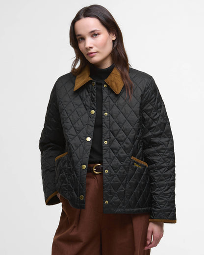 Barbour Icons Cropped Liddesdale Womens Quilted Jacket - Black/Classic | CHO | Designer Womens Coats & Jackets