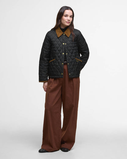 Barbour Icons Cropped Liddesdale Womens Quilted Jacket - Black/Classic | CHO | Designer Womens Coats & Jackets